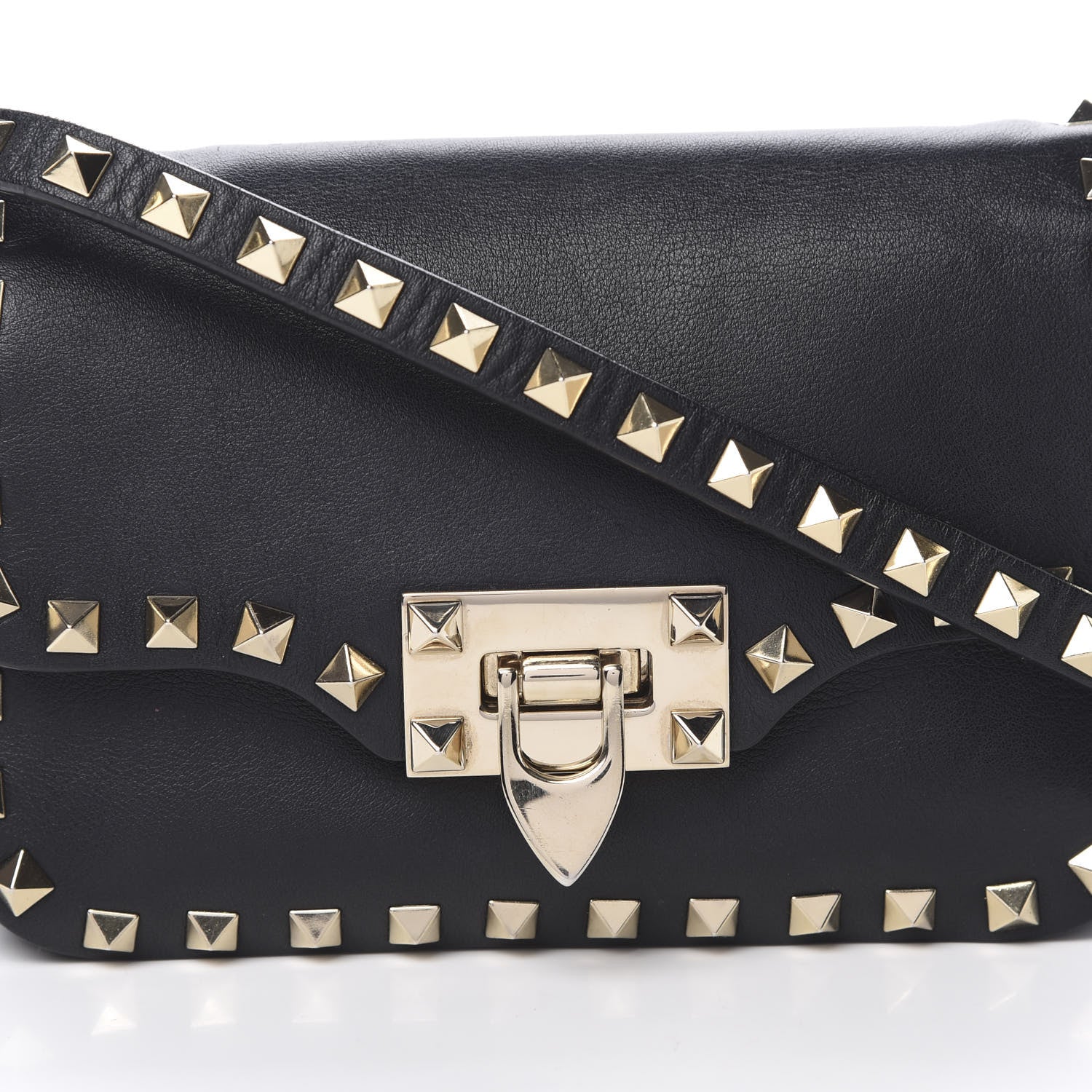 Valentino Garavani Vitello Mini Rockstud Flap Saddle Crossbody Bag Black 7 of 12