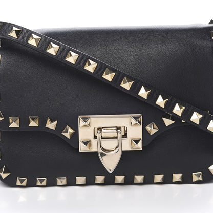 Valentino Garavani Vitello Mini Rockstud Flap Saddle Crossbody Bag Black 7 of 12
