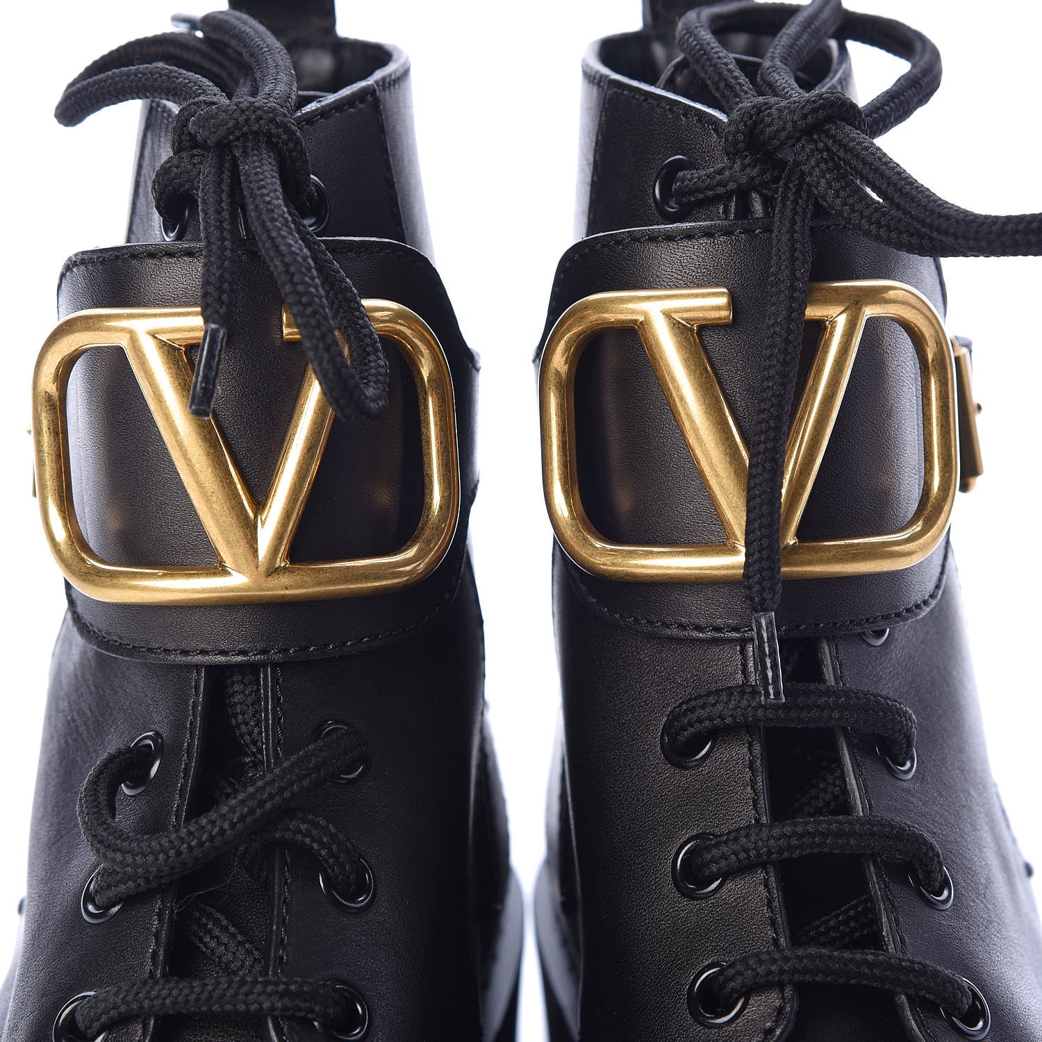 Valentino Garavani Calfskin Womens VLOGO 35mm Combat Boots 36 Black 8 of 8