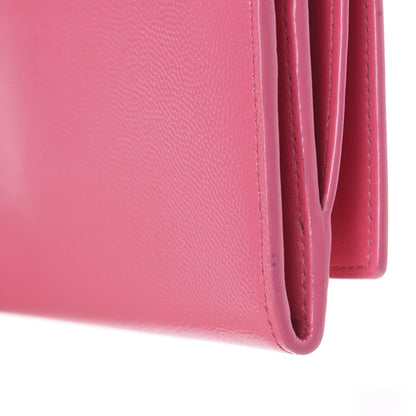 Saint Laurent Patent Grain de Poudre Classic Large Letters Flap Wallet Bubblegum 7 of 10
