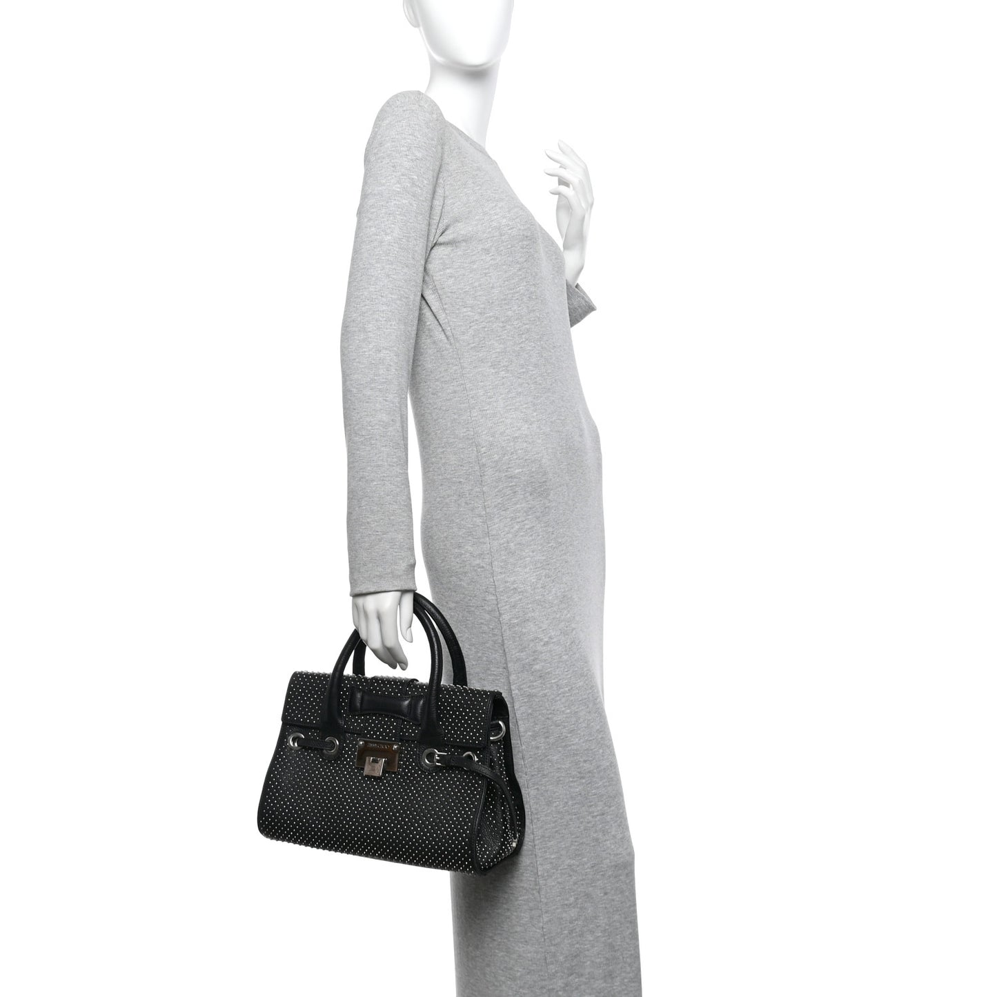 Studded Calfskin Rosalie Satchel Black