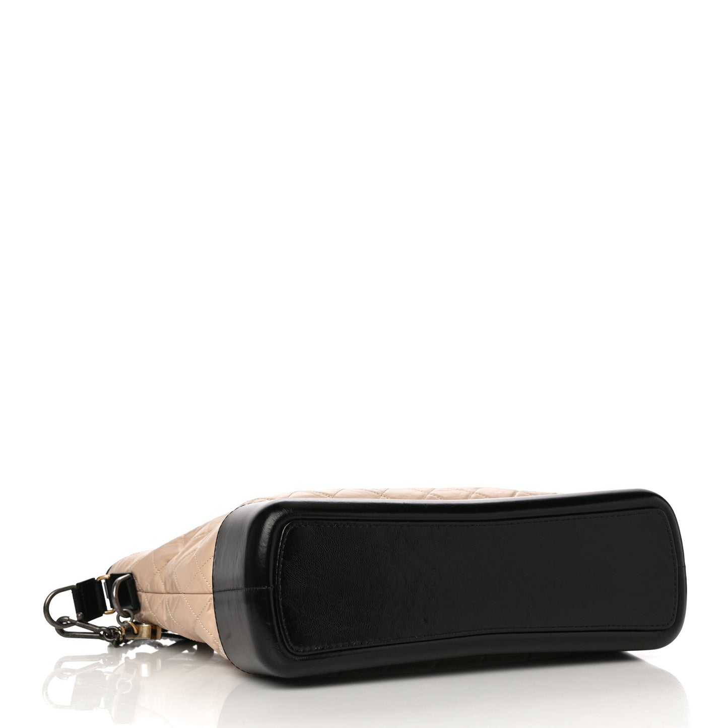 Aged Calfskin Quilted Large Gabrielle Shopping Tote Beige Black