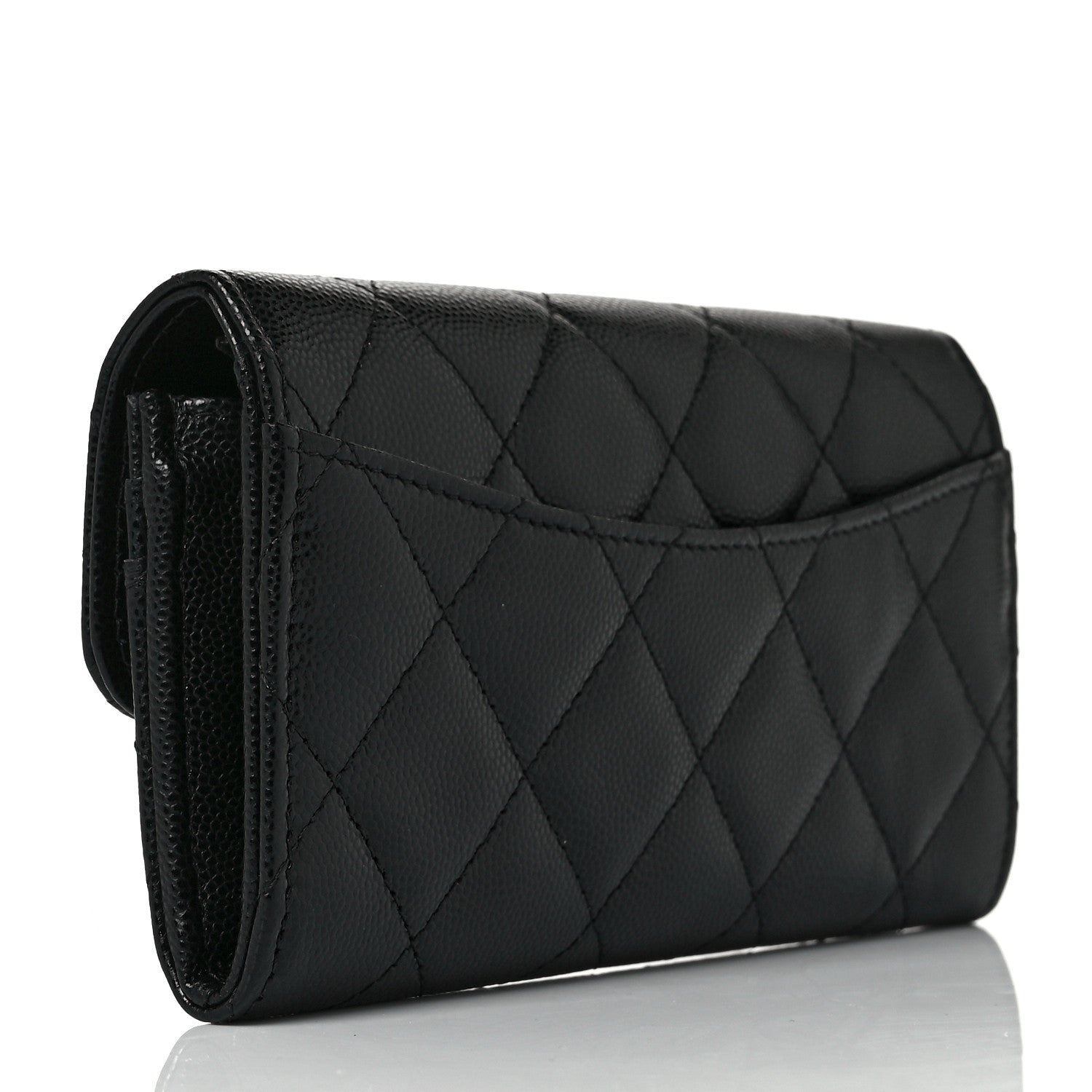 Chanel Caviar Quilted Medium Gusset Flap Wallet Black 3 of 10