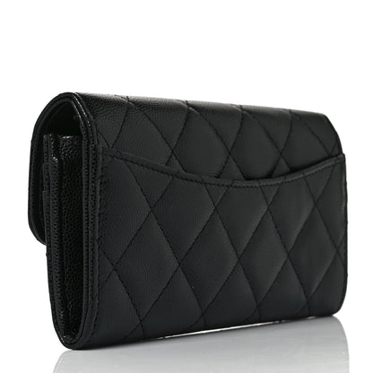 Chanel Caviar Quilted Medium Gusset Flap Wallet Black 3 of 10