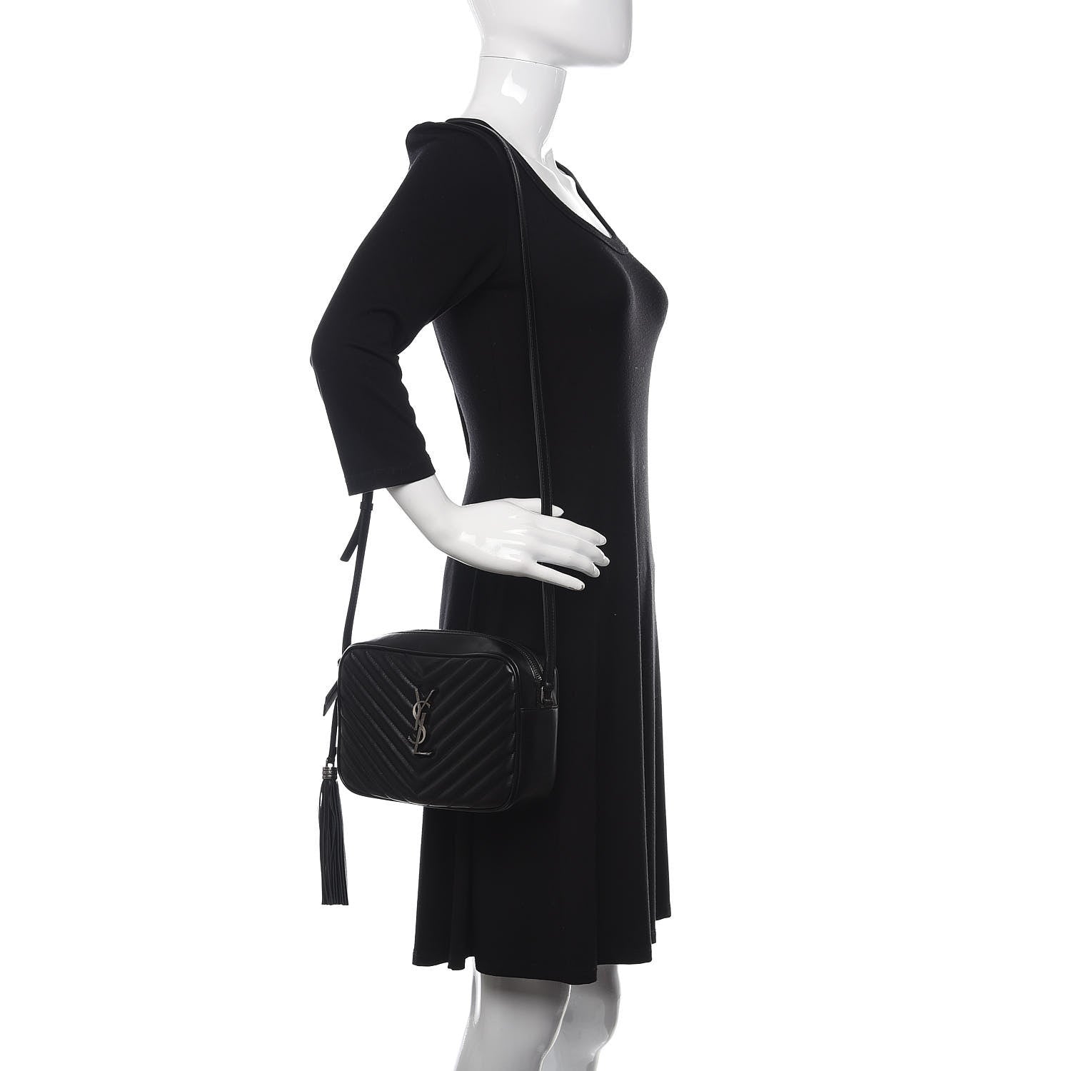 Saint Laurent Calfskin Matelasse Monogram Lou Camera Bag Black 3 of 10