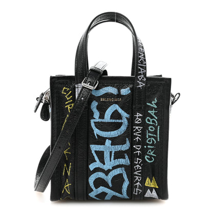 Balenciaga Agneau Arena Graffiti All Over XXS Bazar Shopper Tote Black Multicolor 1 of 9