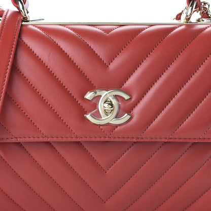 Chanel Lambskin Chevron Quilted Small Trendy CC Dual Handle Flap Bag Red 10 of 10