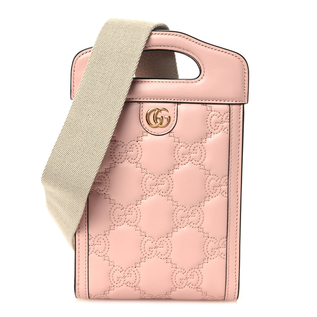 Gucci Calfskin GG Matelasse Mini Top Slip Handle Crossbody Bag Perfect Pink Natural 1 of 10
