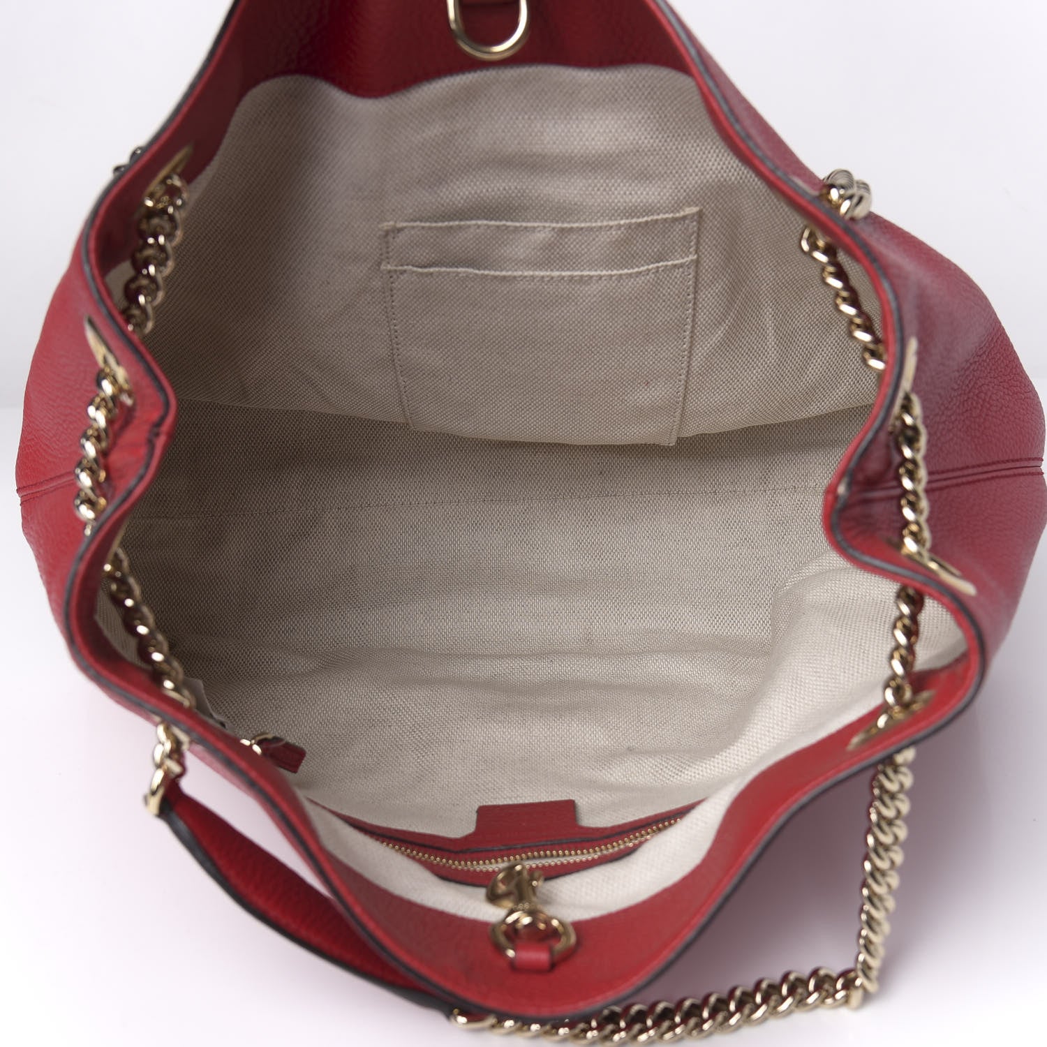 Gucci Pebbled Calfskin Medium Soho Chain Shoulder Bag Tabasco Red 5 of 10