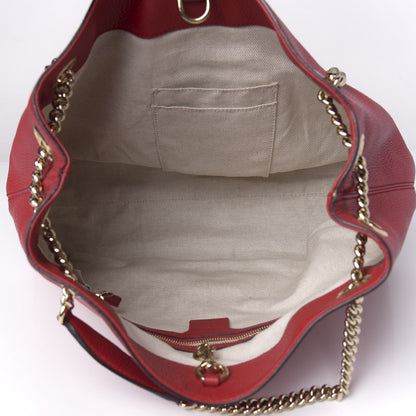 Gucci Pebbled Calfskin Medium Soho Chain Shoulder Bag Tabasco Red 5 of 10