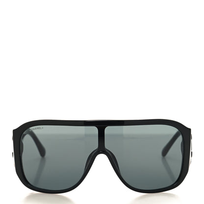 Chanel Acetate Crystal CC Shield Sunglasses 5466-B Black 2 of 7