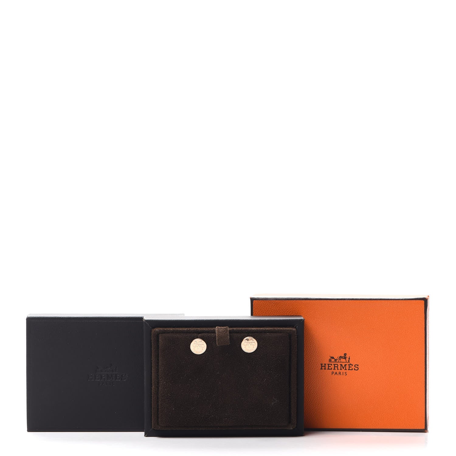 Hermes 18K Rose Gold TPM Ex-Libris Stud Earrings 5 of 5