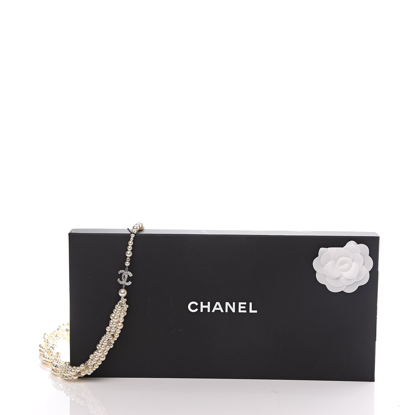 Crystal Pearl CC Braided Necklace Silver Pearly White