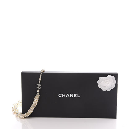 Chanel Crystal Pearl CC Braided Necklace Silver Pearly White 6 of 6
