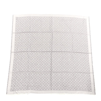 Louis Vuitton Wool Silk Monogram Denim Shawl Pearl Grey 1 of 3
