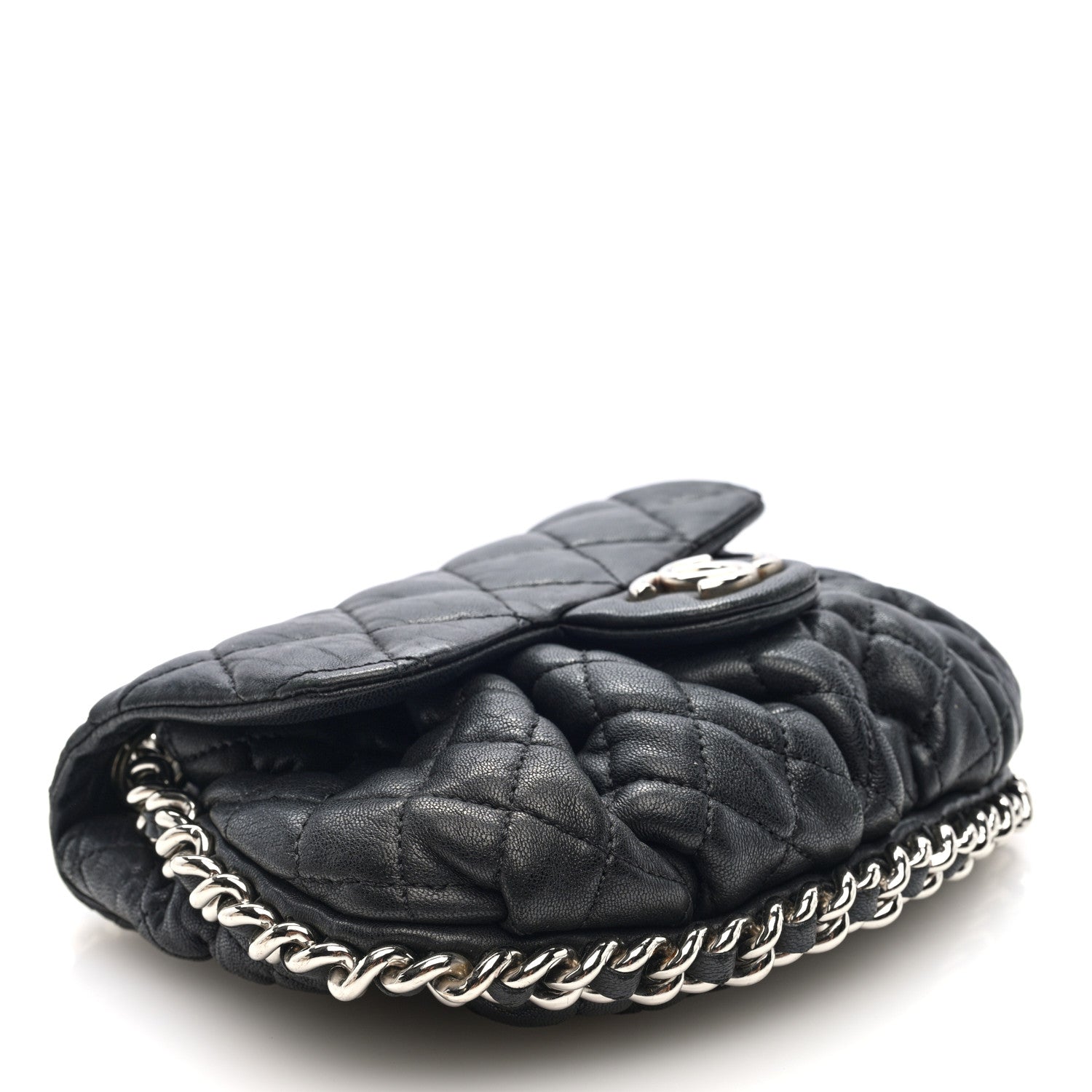 Chanel Washed Lambskin Quilted Mini Chain Around Flap Black 4 of 10