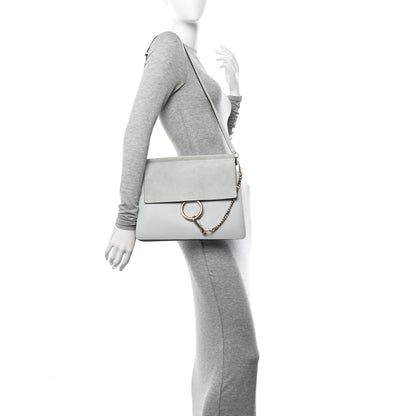 Chloe Calfskin Suede Medium Faye Shoulder Bag Airy Grey 2 of 9