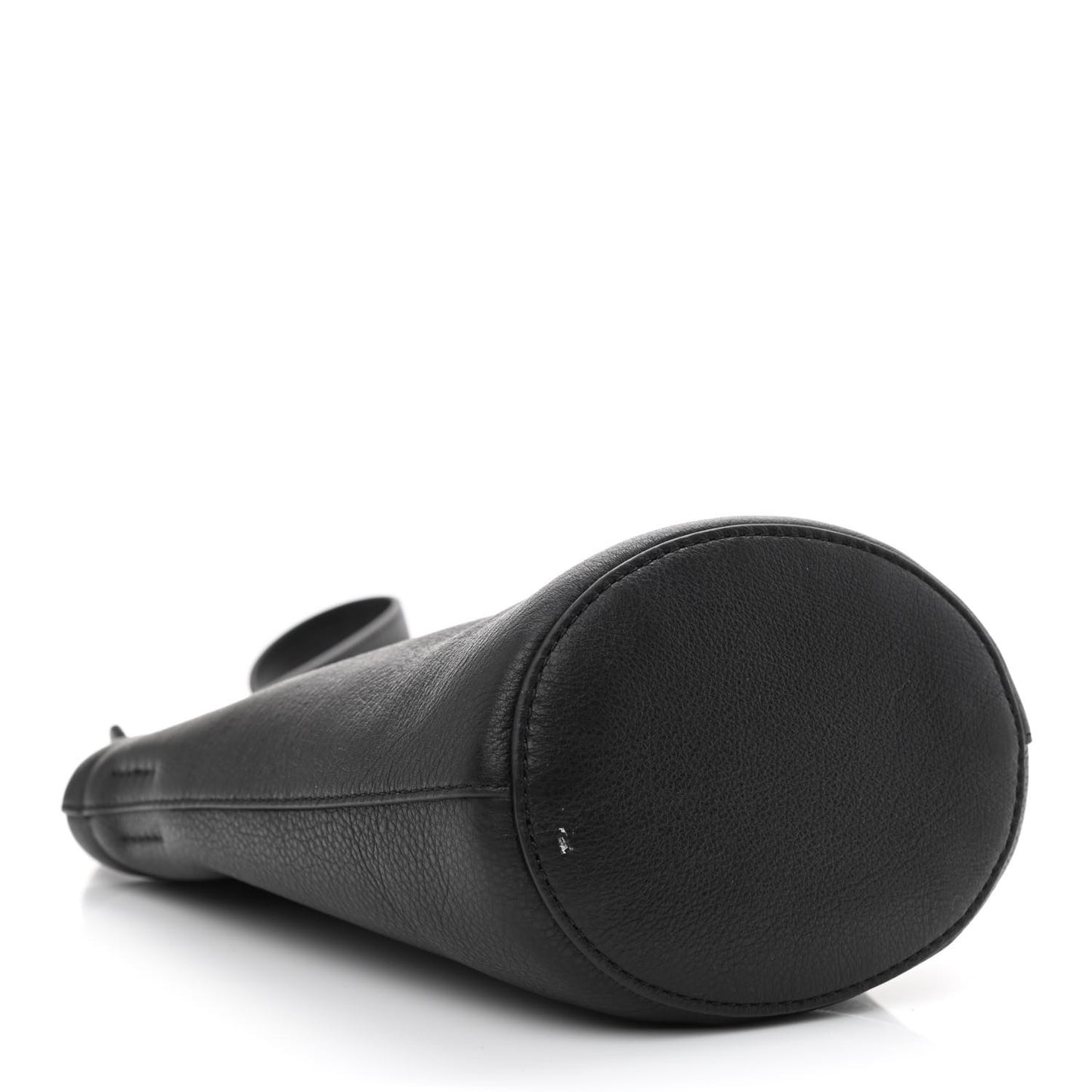 Pebbled Calfskin Mini Zip Bucket Bag Black