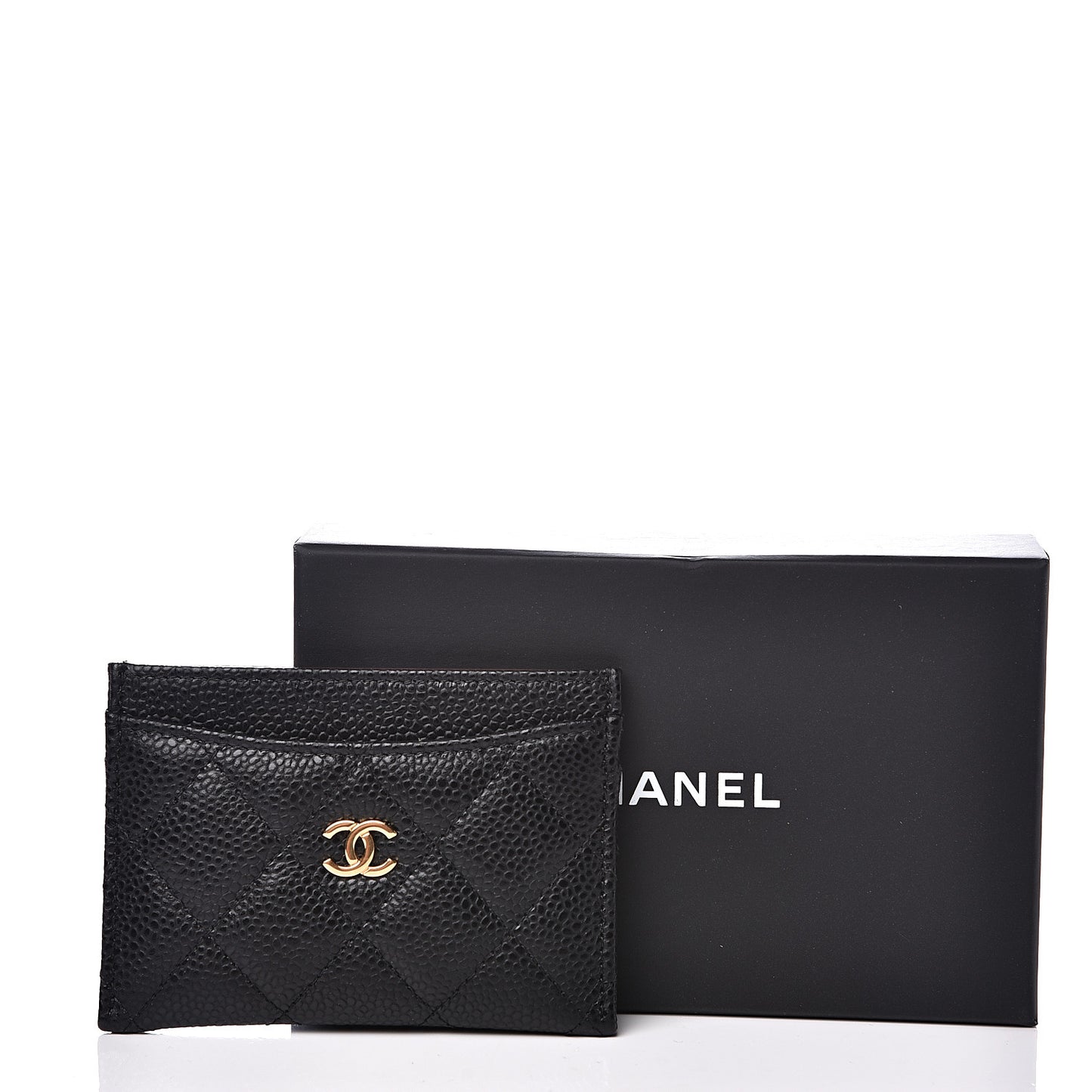 Caviar Quilted Card Holder Black