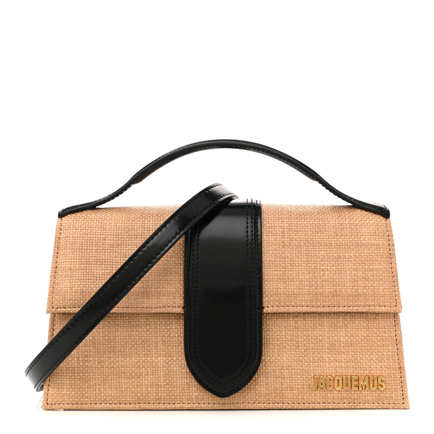 Raffia Smooth Calfskin Le Grand Bambino Natural Dark Brown