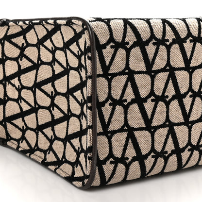 Valentino Garavani Toile Iconographe Goatskin Le Troisieme Shopping Bag Naturale Black Fondant 9 of 10