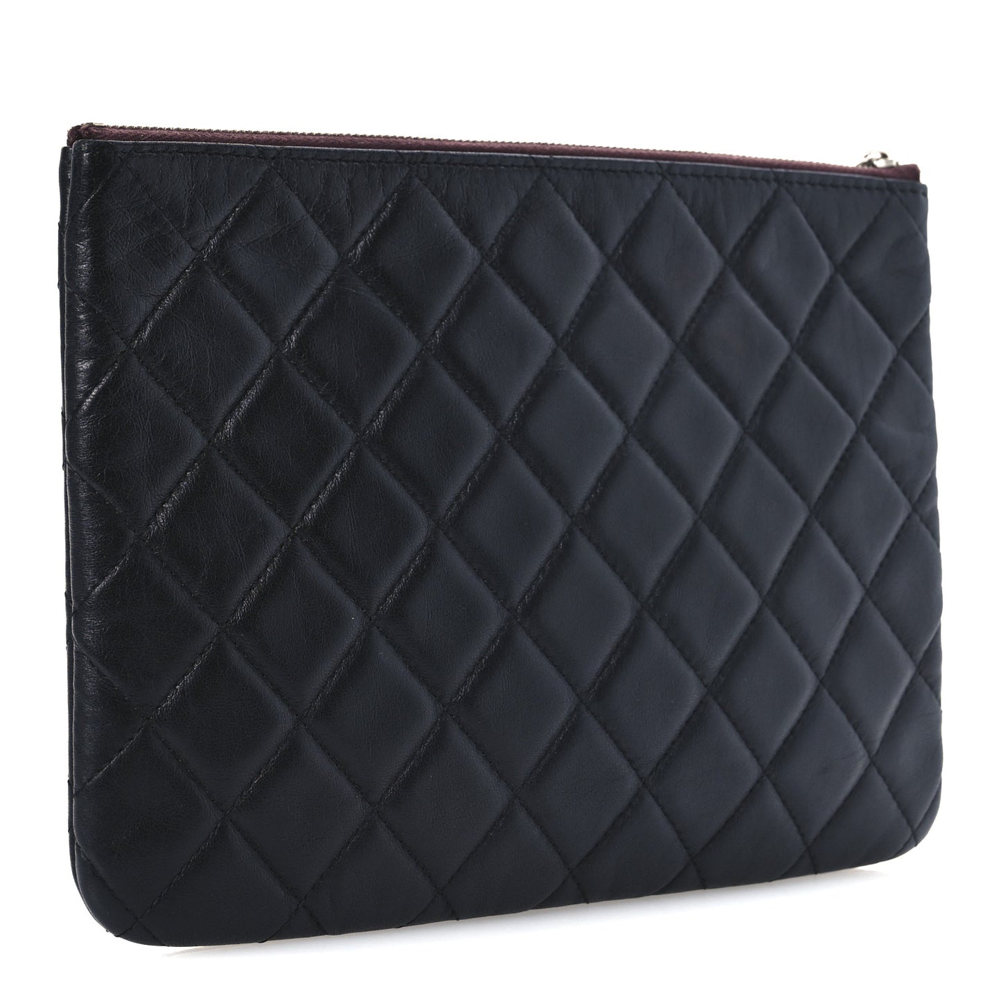 Lambskin Quilted Medium Cosmetic Case Black