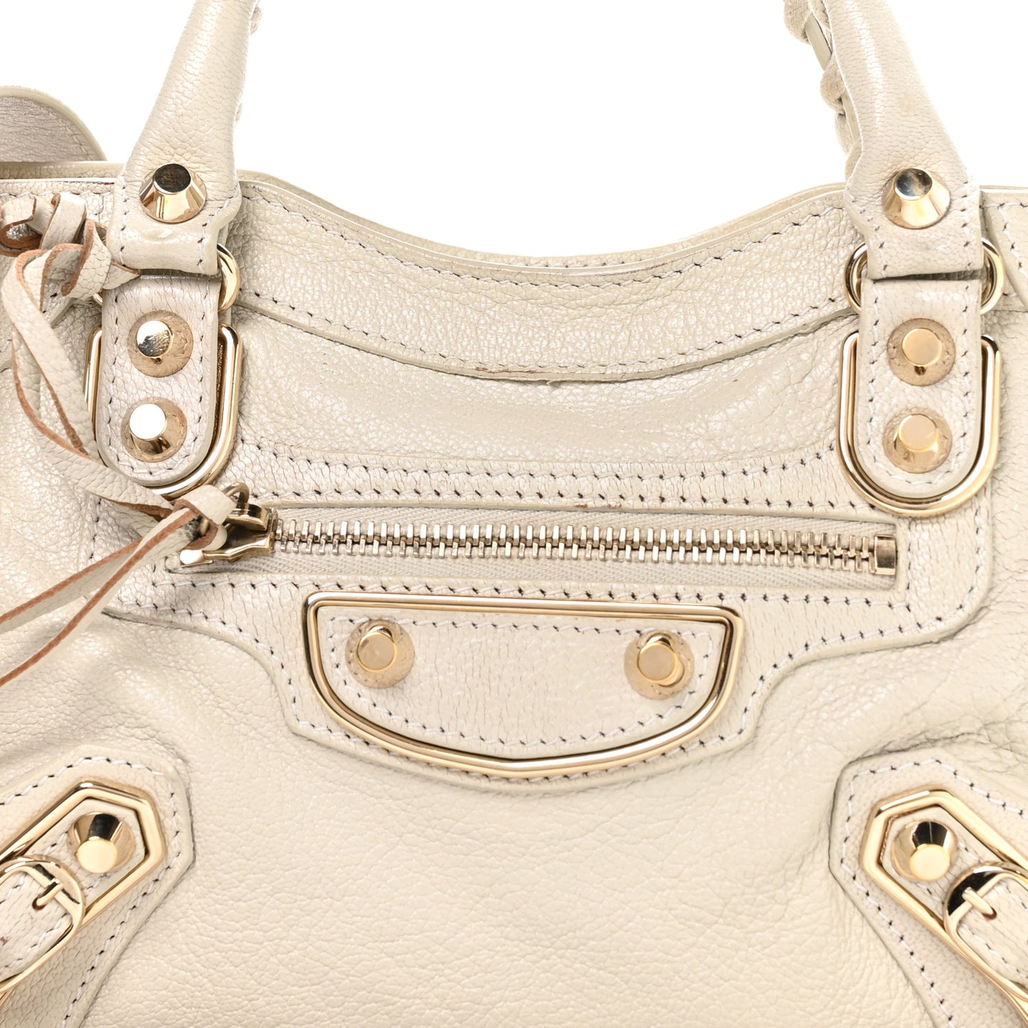 Chevre Gold Metallic Edge Hardware Mini City Ivory