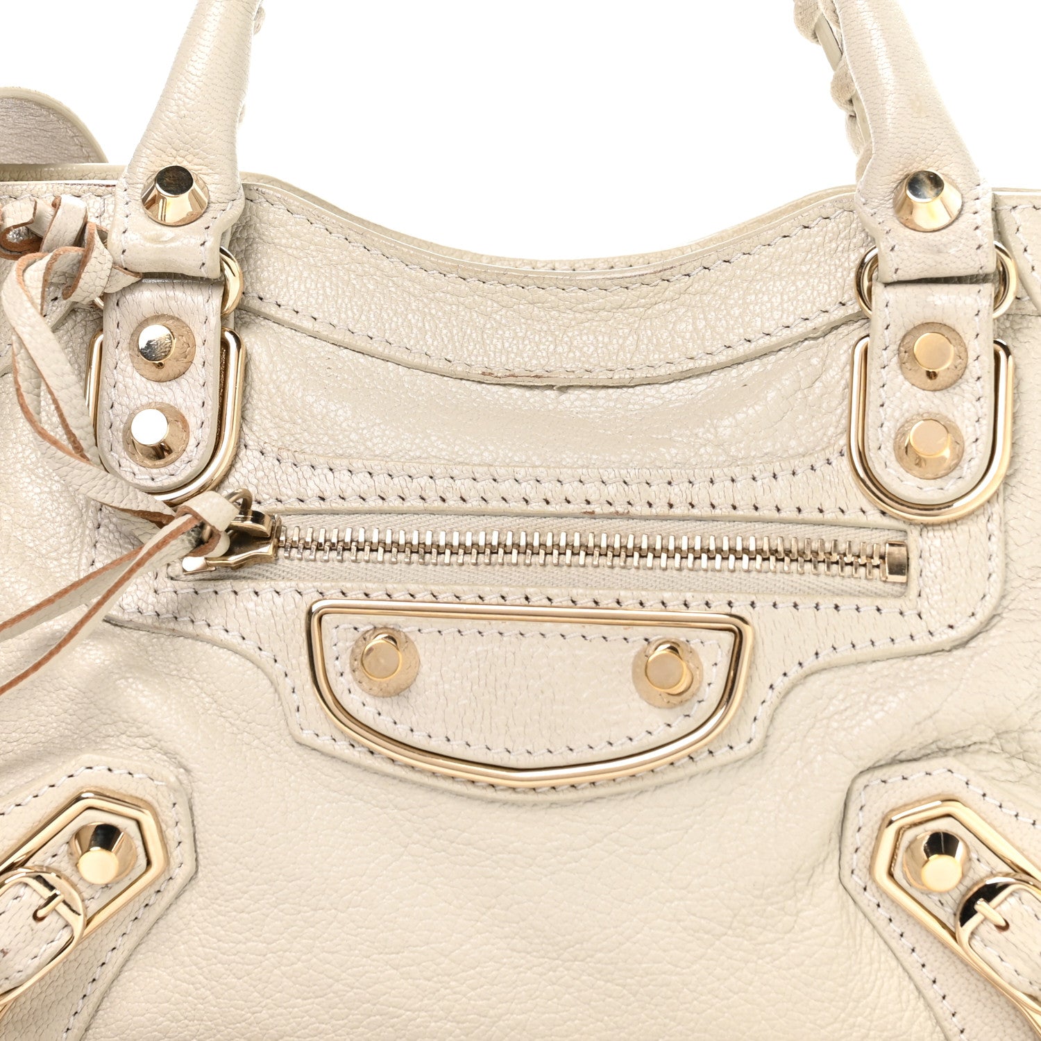 Balenciaga Chevre Gold Metallic Edge Hardware Mini City Ivory 9 of 11