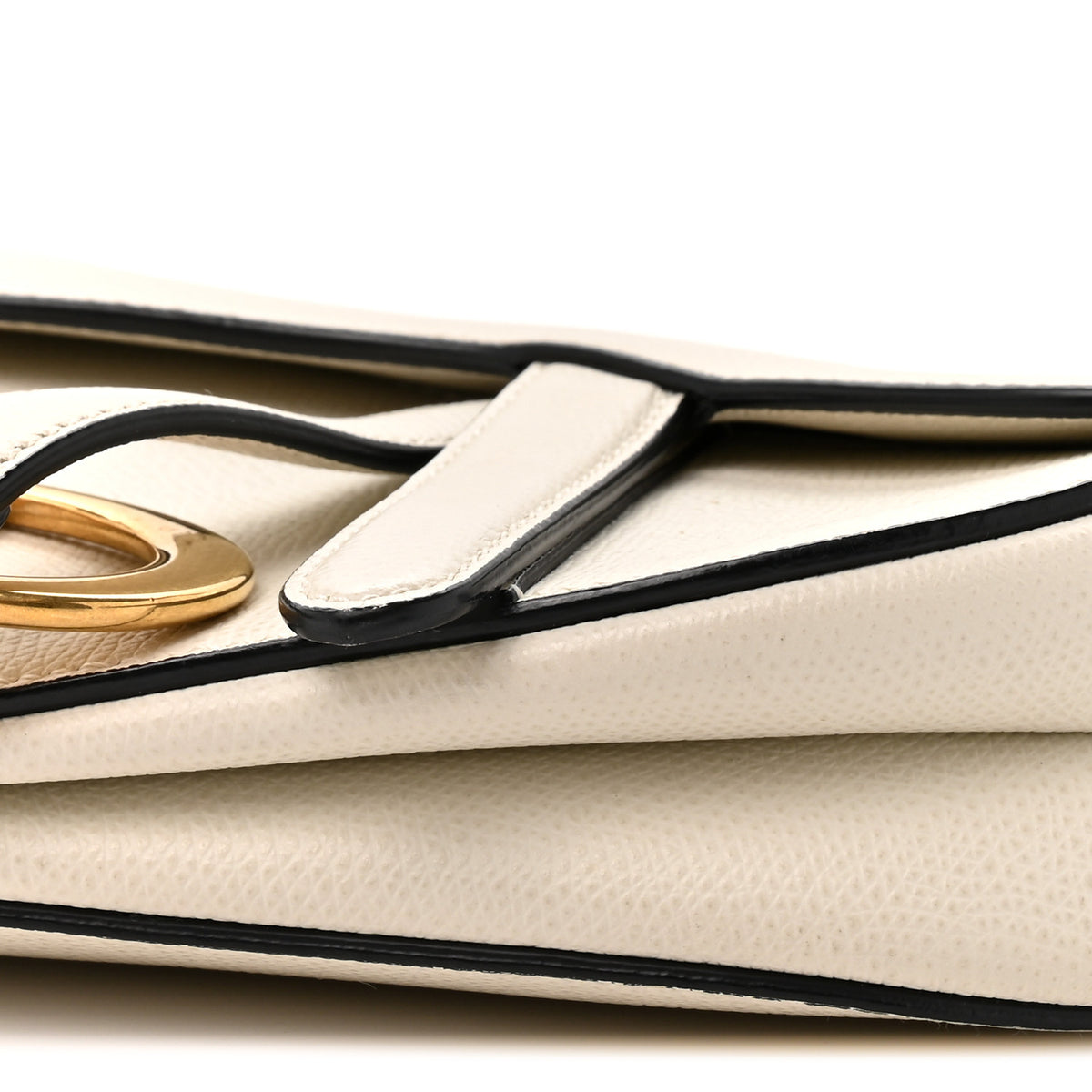 Grained Calfskin Mini Saddle Bag White