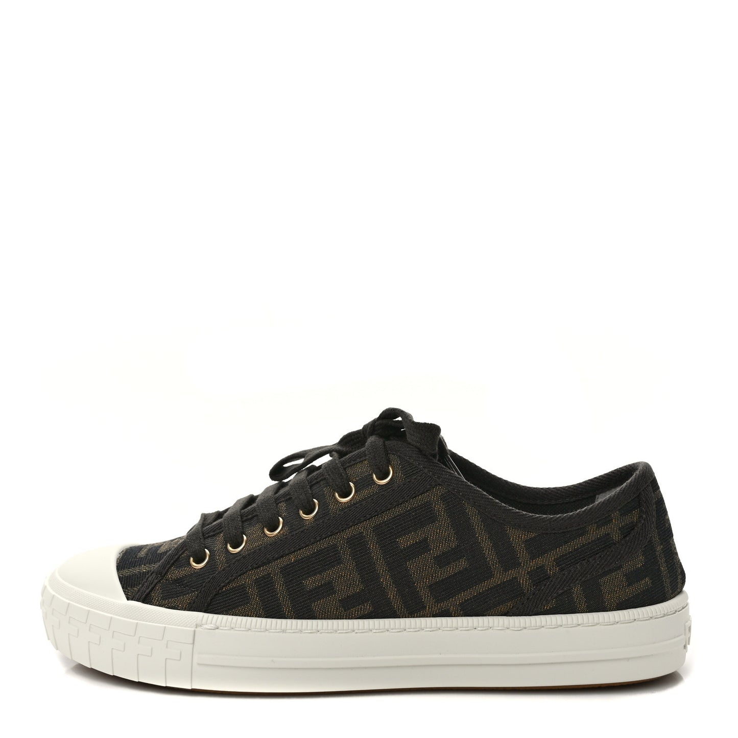 Fabric Jacquard FF Womens Domino Low Top Sneakers 38 Tobacco