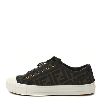 Fendi Fabric Jacquard FF Womens Domino Low Top Sneakers 38 Tobacco 1 of 8