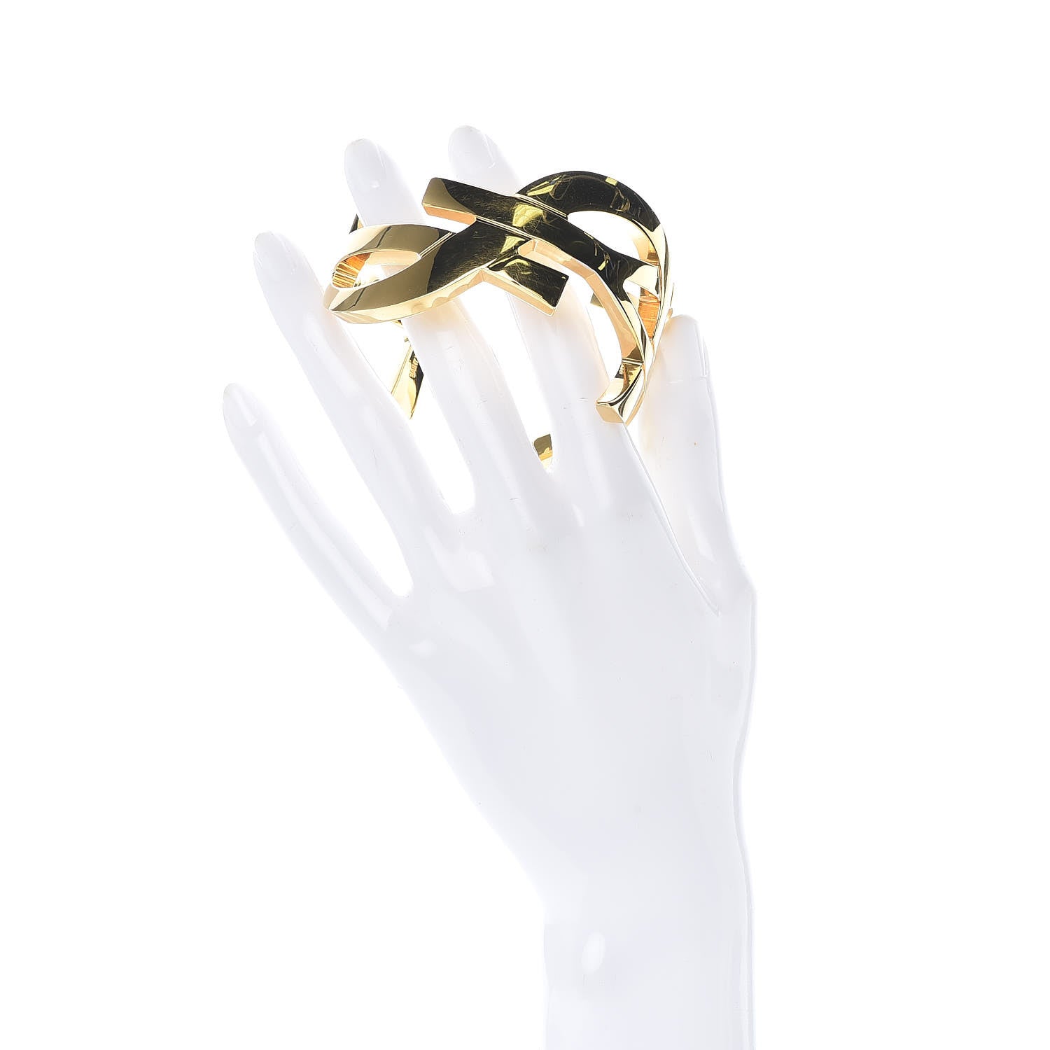 Saint Laurent Brass Monogram Medium Cuff Bracelet Gold 2 of 7