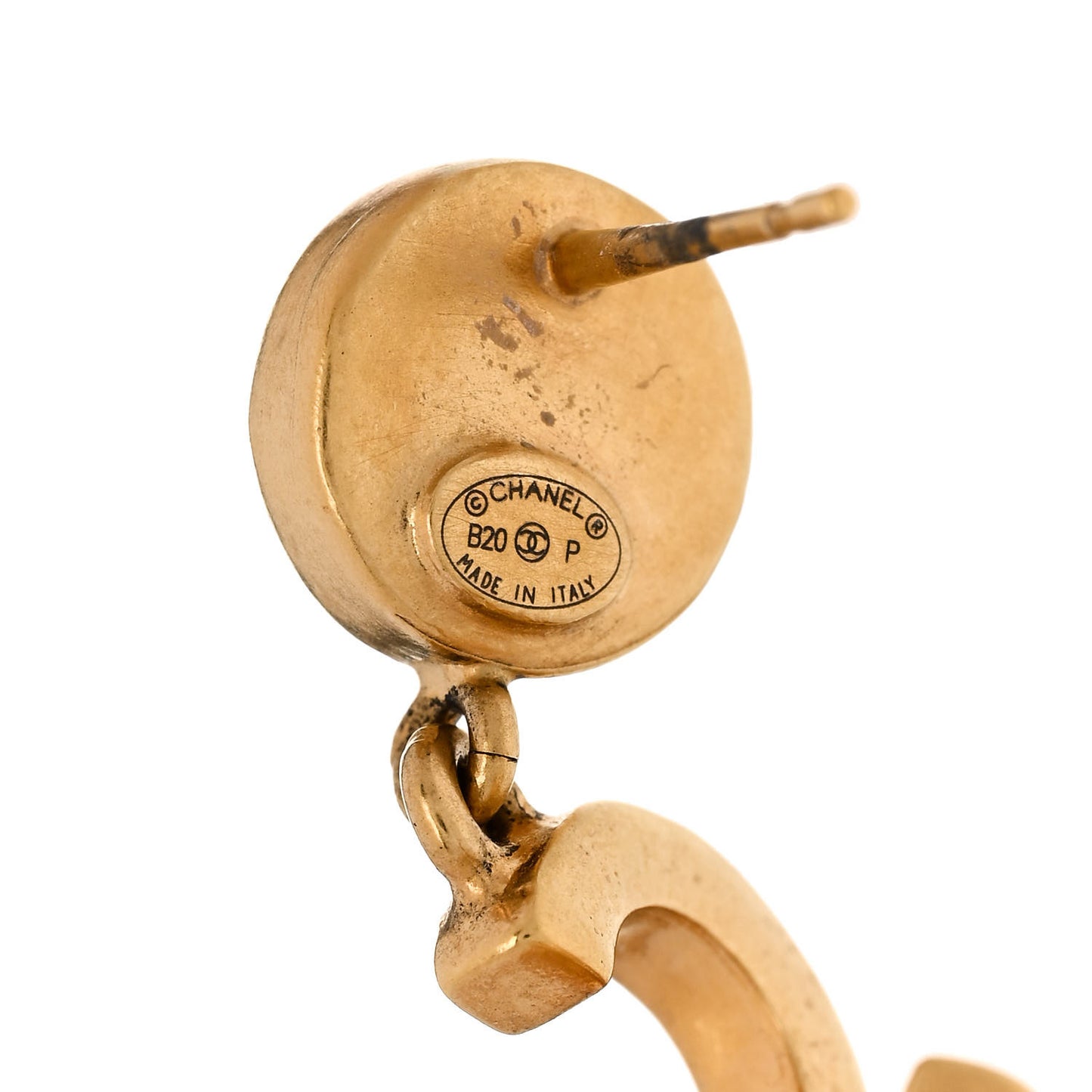 Crystal Pearl Logo Drop Earrings Gold