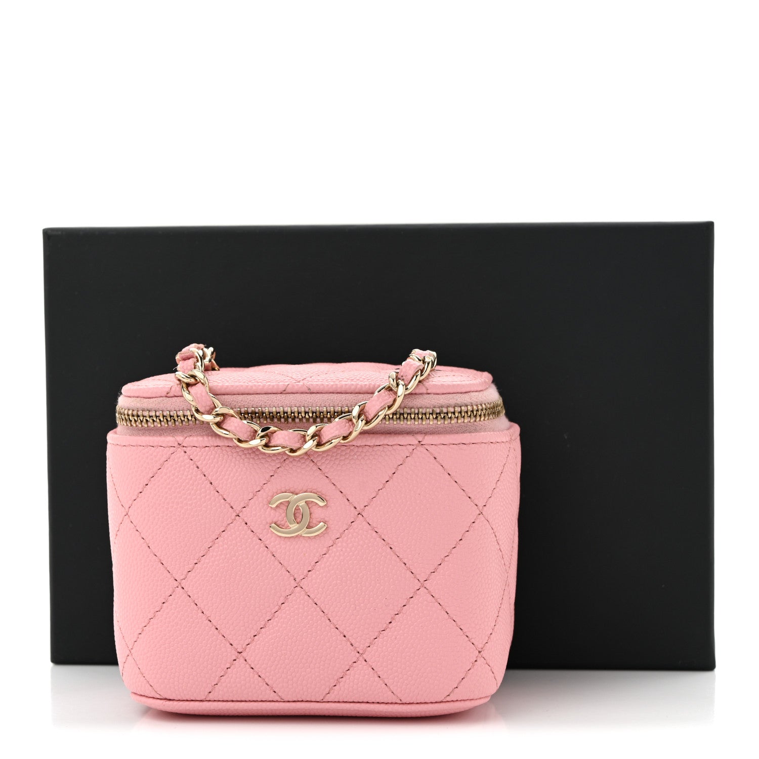 Chanel Caviar Quilted Mini Vanity Case With Chain Pink 11 of 11