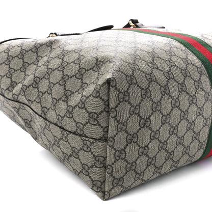 Gucci GG Supreme Monogram Textured Calfskin Web Medium Ophidia Shopping Tote Beige Ebony New Acero 11 of 12