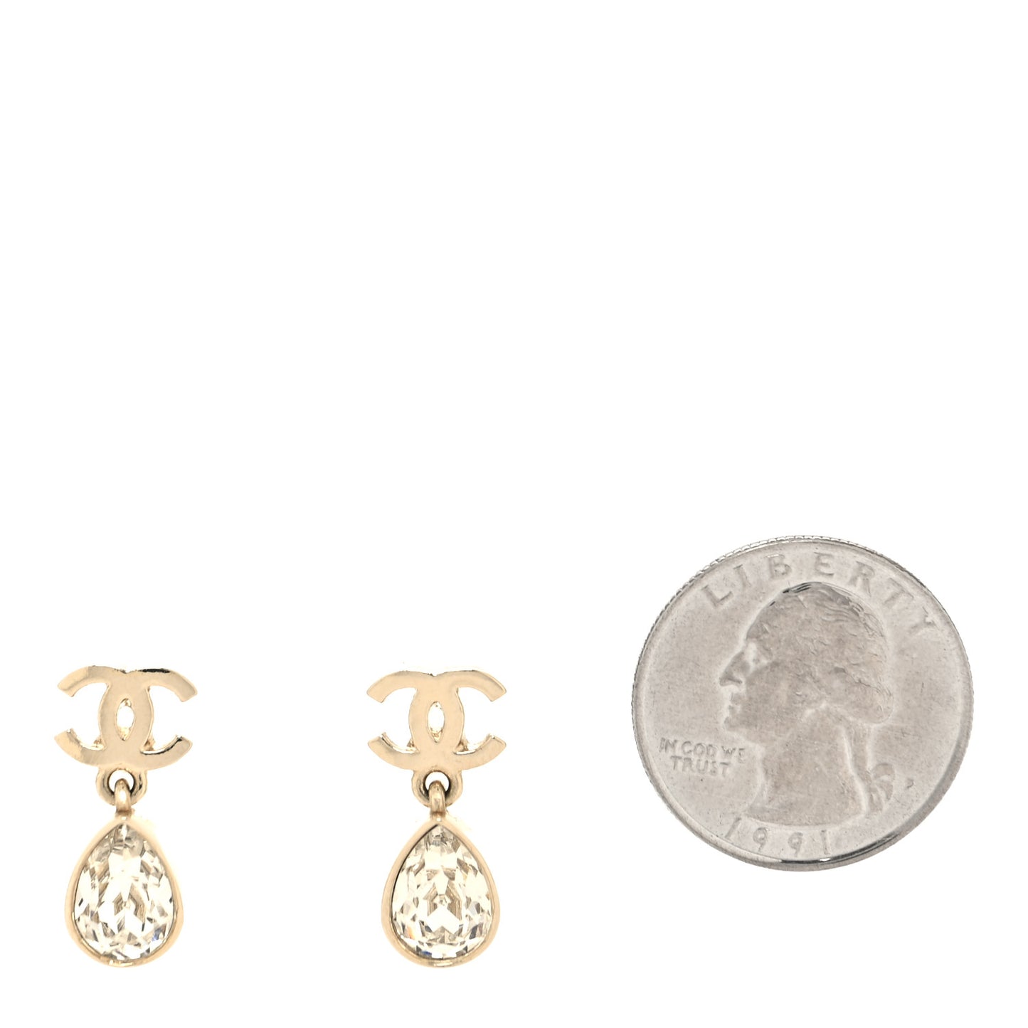 Crystal CC Pear Drop Earrings Gold