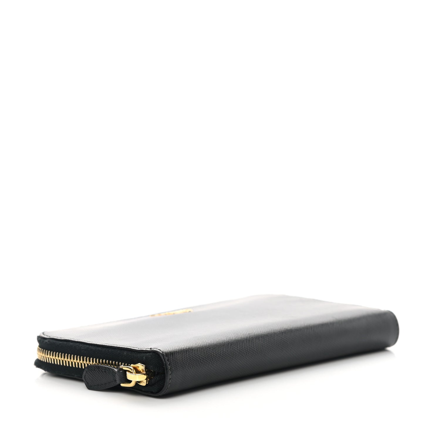 Saffiano Metal Zip Around Wallet Black