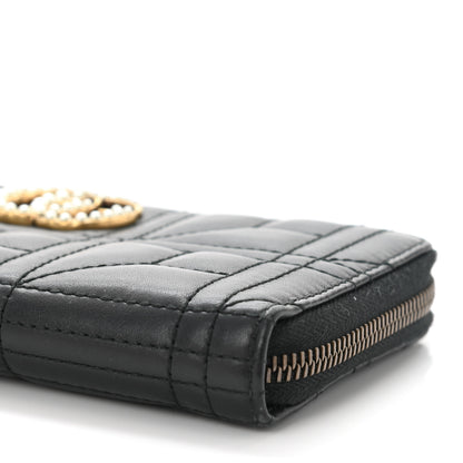 Gucci Calfskin Matelasse Pearly GG Marmont Zip Around Wallet Black 8 of 9