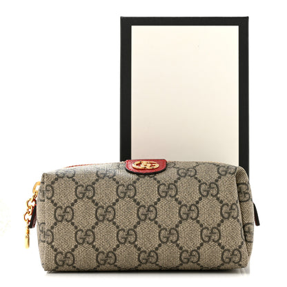Gucci Soft GG Supreme Monogram Calfskin Small Ophidia Cosmetic Case Beige Ebony Hibiscus Red 8 of 8