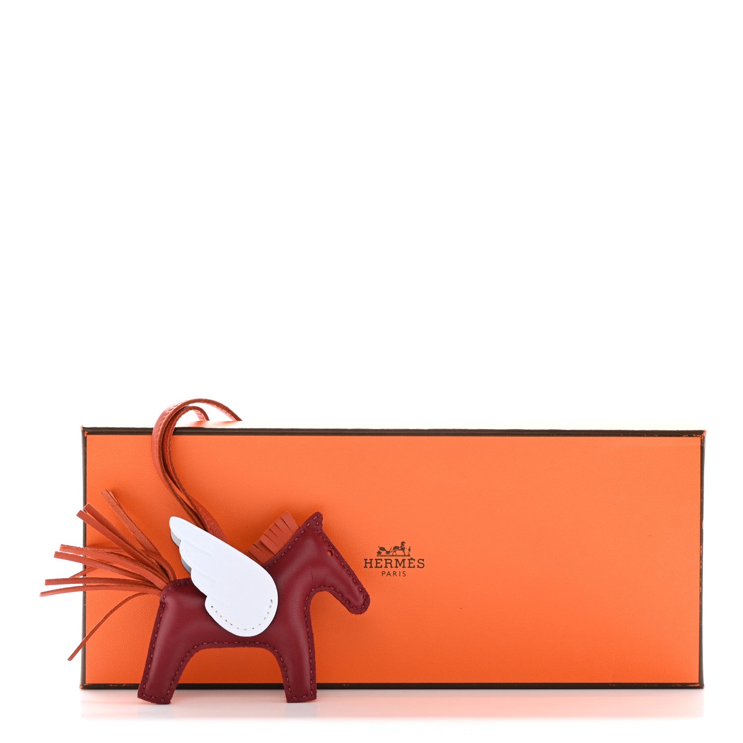 Hermes Milo Lambskin Grigri Rodeo Pegase Horse Bag Charm PM Rouge Grenat Cornaline Bleu Brume 5 of 5