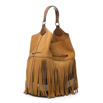 Burberry Suede Fringe Large Belgrove Bucket Bag Tan 4 of 15