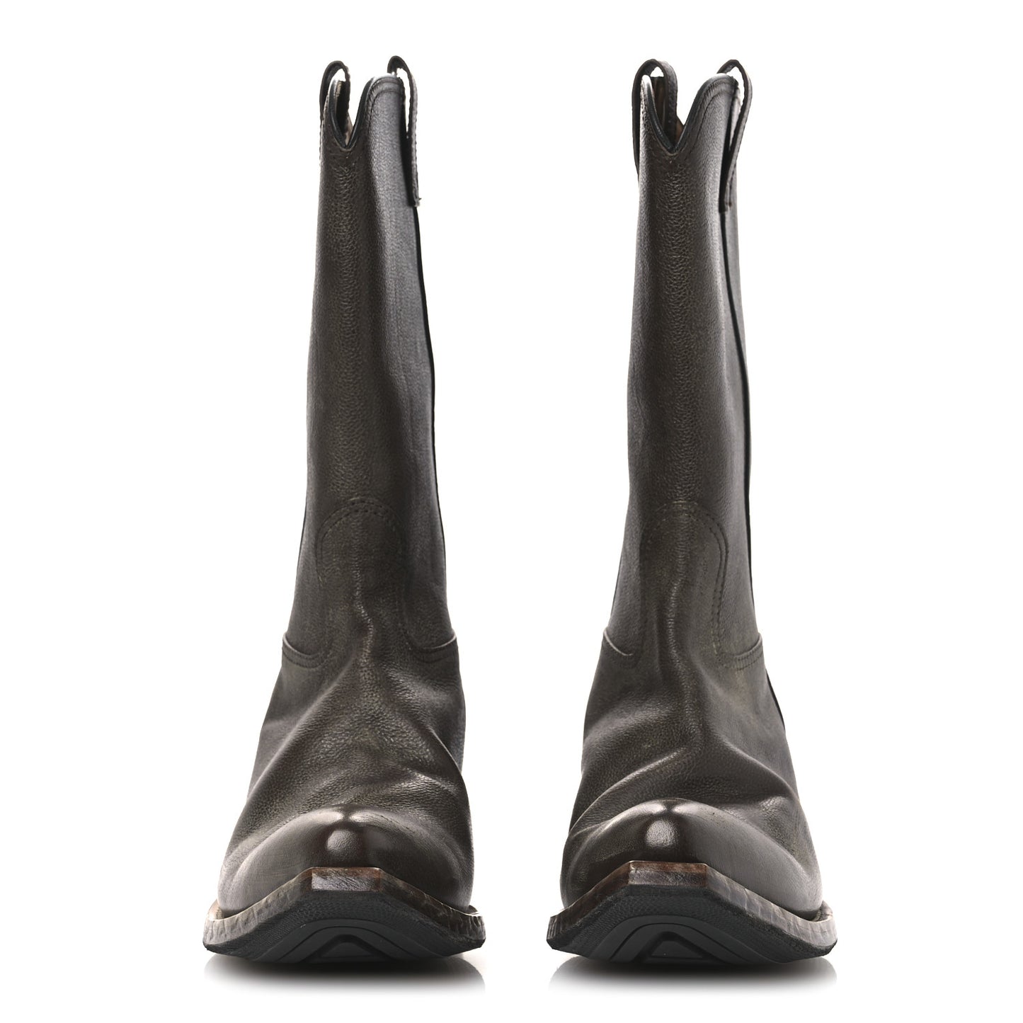 Distressed Calfskin Mens Cowboy Boots 10 Bruciato