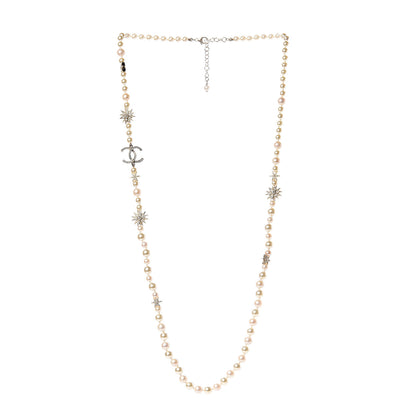 Chanel Graduated Pearl Crystal CC Long Necklace Gold 2 of 3