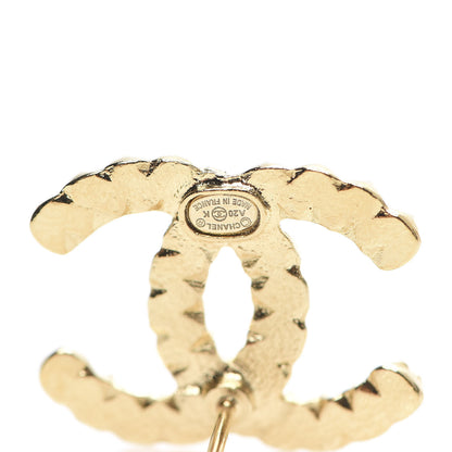 Chanel Resin Pearl Crystal CC Earrings Gold Black 4 of 4