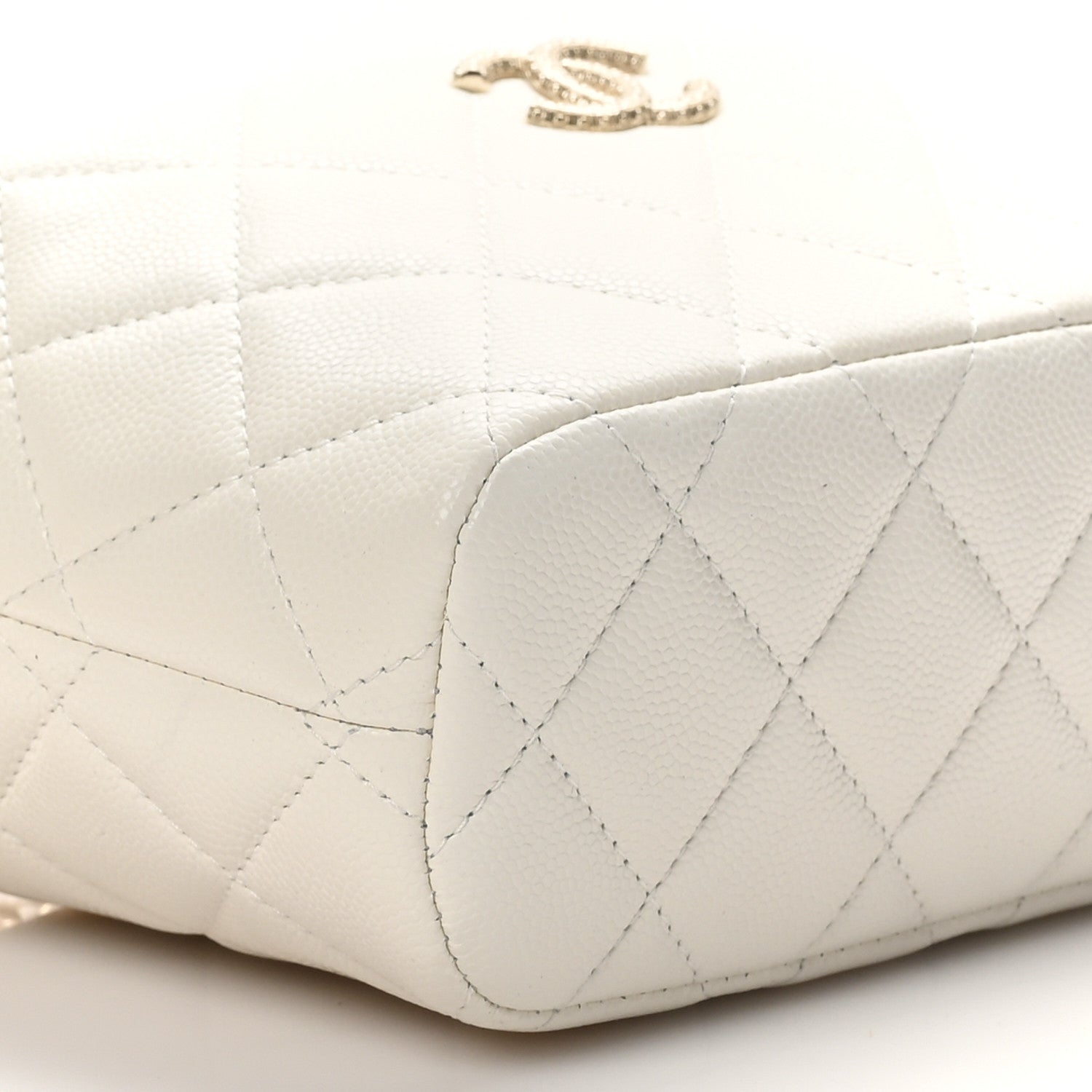 Chanel Caviar Quilted Hobo Clutch With Chain White 9 of 11