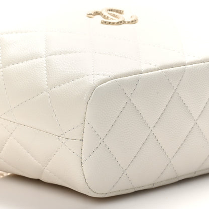 Chanel Caviar Quilted Hobo Clutch With Chain White 9 of 11