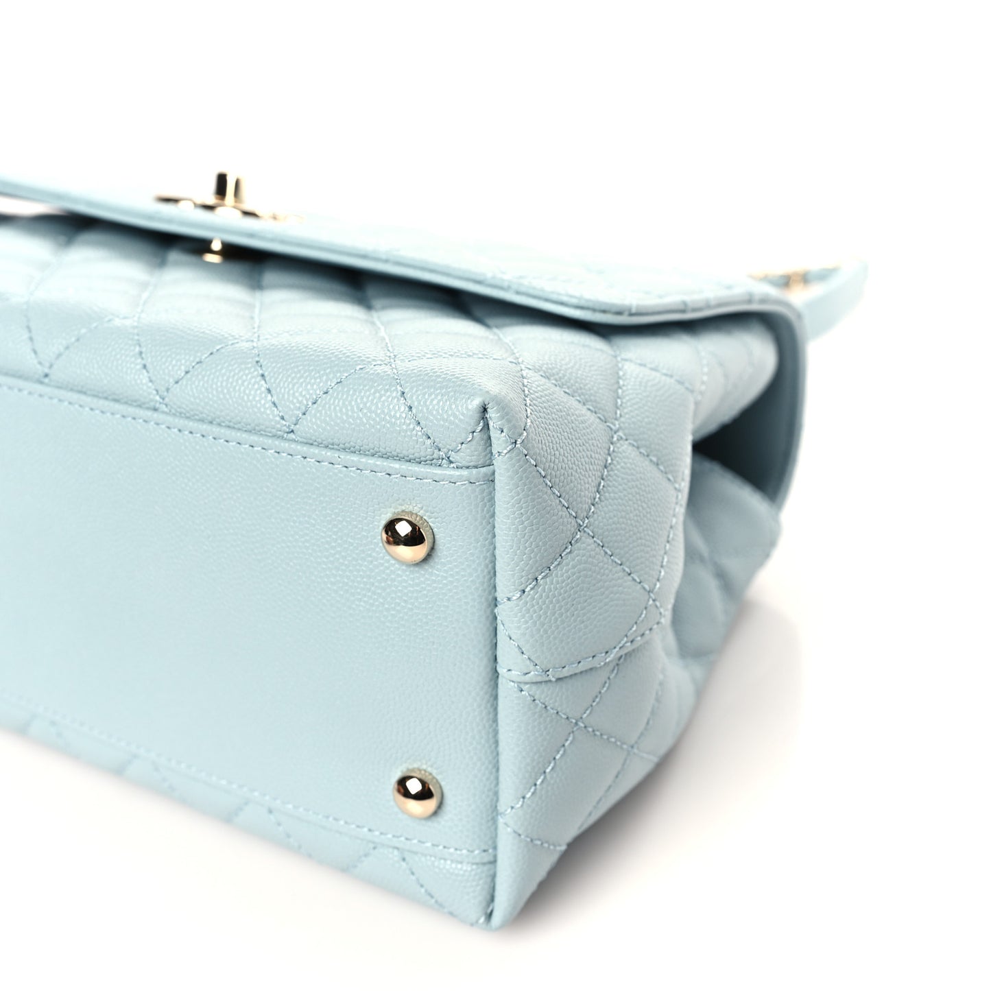 Caviar Quilted Small Coco Handle Flap Light Blue