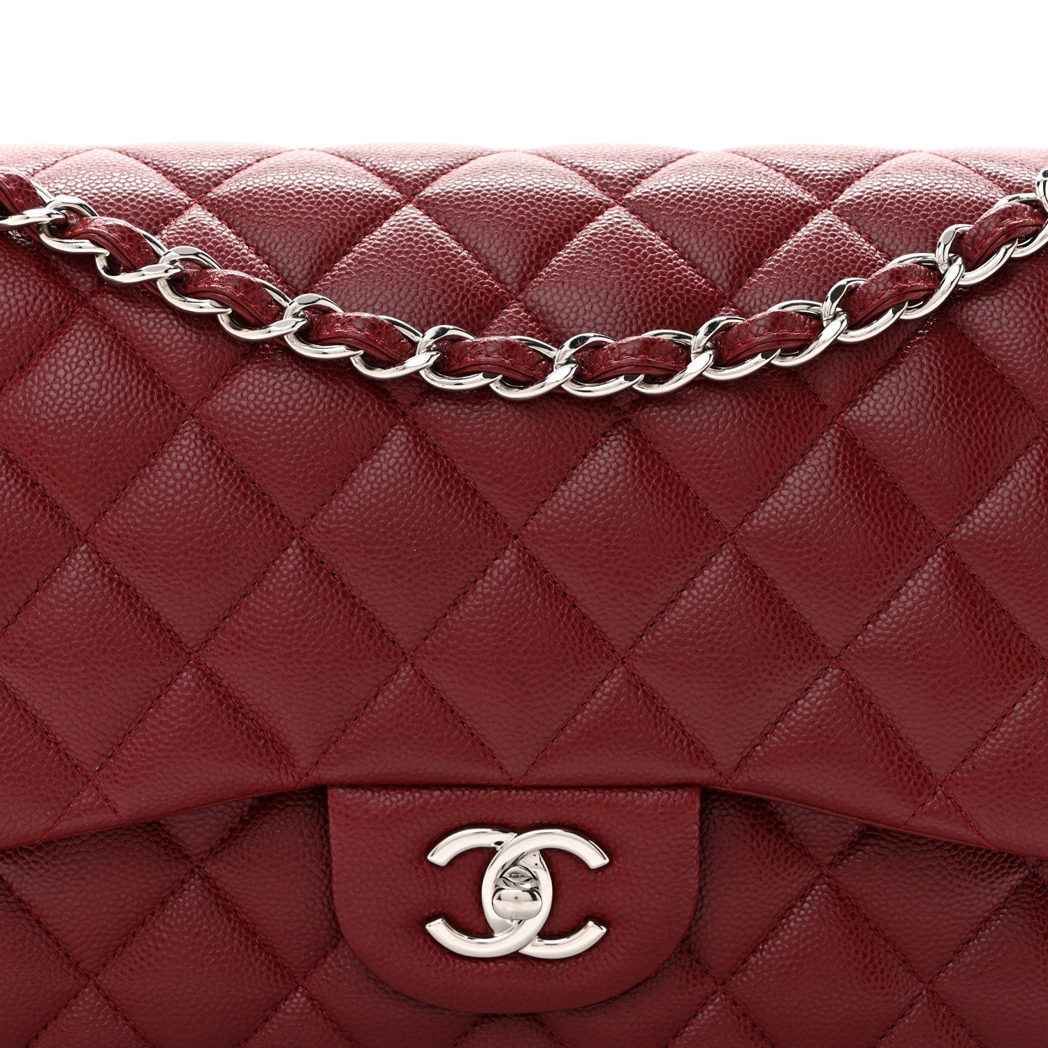 Chanel Caviar Quilted Jumbo Double Flap Burgundy 8 of 13