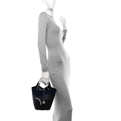 Hermes Wool Felt Swift Go Team Picotin Lock 18 Caban Bleu Nuit 2 of 11