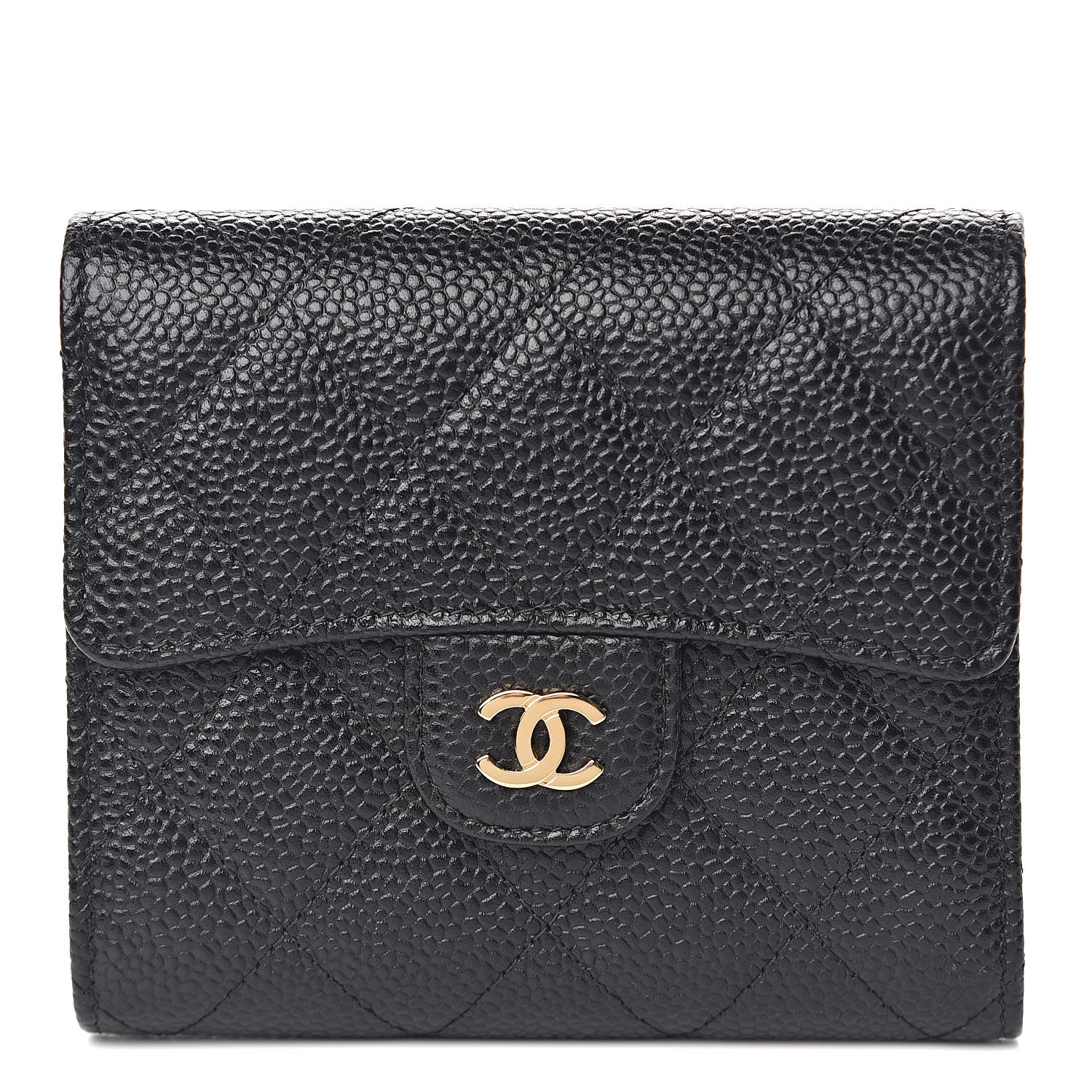 Chanel Caviar Quilted Compact Flap Wallet Black 1 of 9